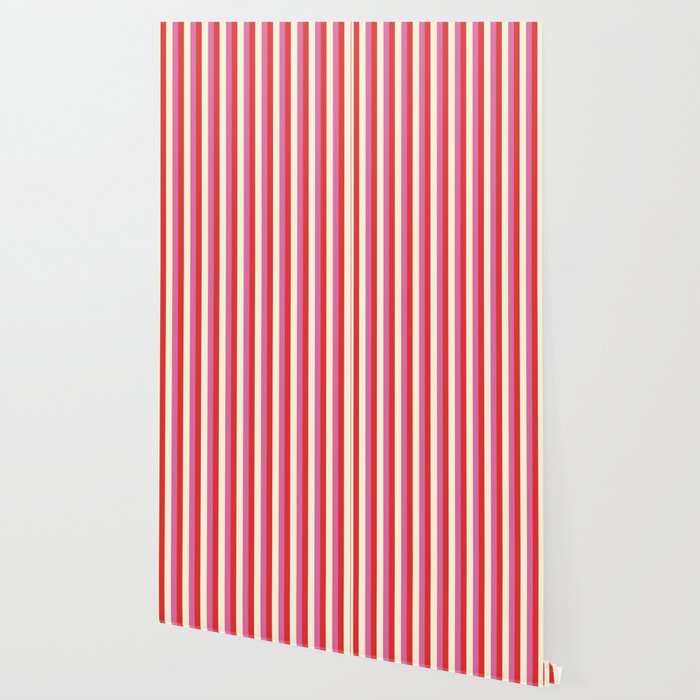Retro Pink and Red Vertical Stripes Wallpaper Gallery Image 2