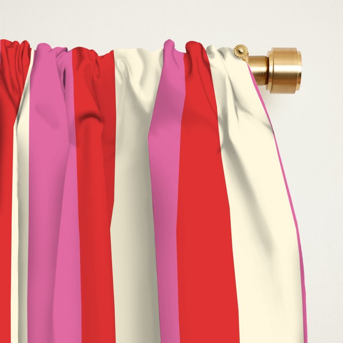 Retro Pink and Red Vertical Stripes Window Curtain Gallery Image 2