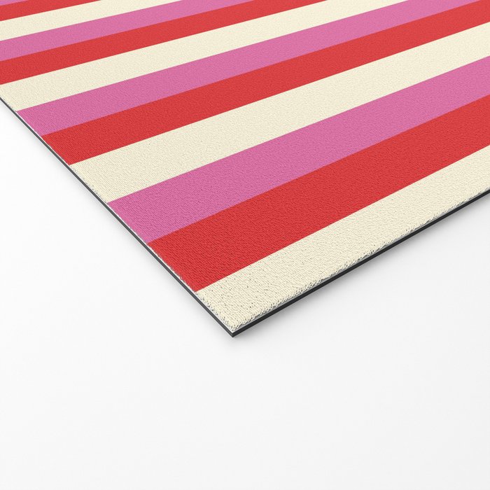 Retro Pink and Red Vertical Stripes Welcome Mat Gallery Image 2