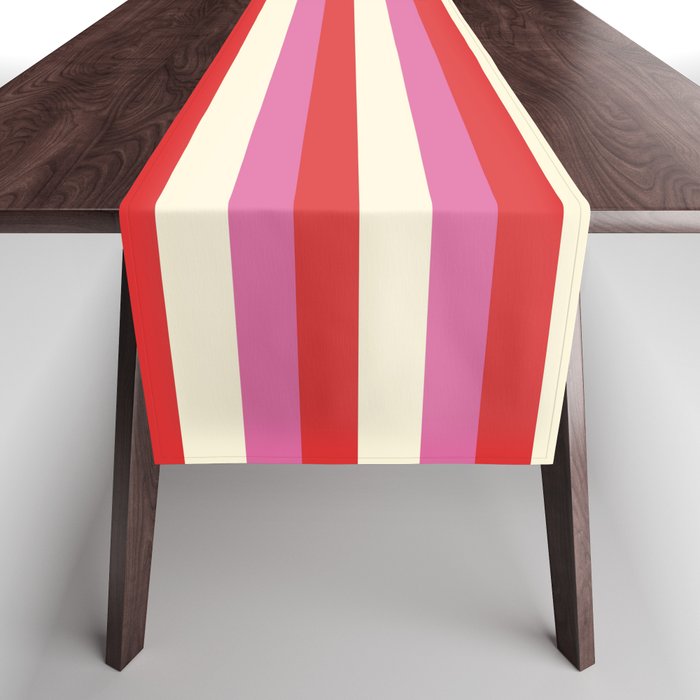 Retro Pink and Red Vertical Stripes Table Runner Gallery Image 1