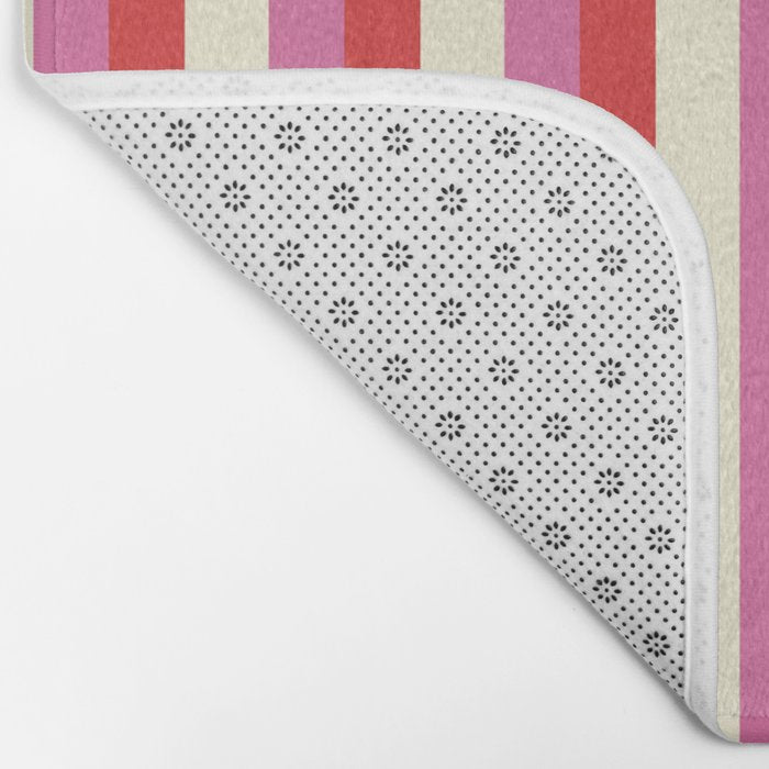 Retro Pink and Red Vertical Stripes Bath Mat Gallery Image 2