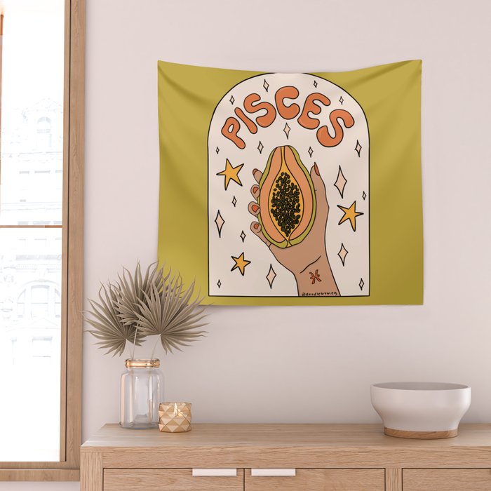 Pisces Papaya Wall Tapestry Gallery Image 2