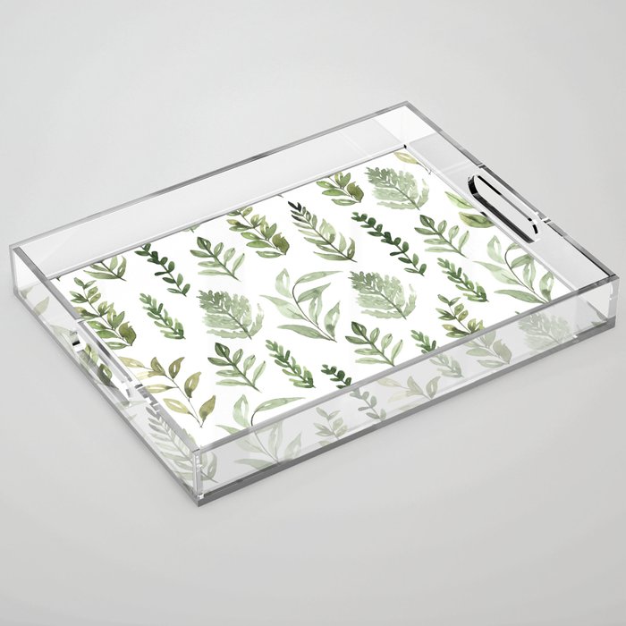 Watercolor leaves Acrylic Tray Gallery Image 1