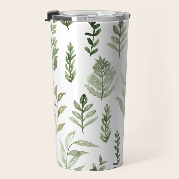 Watercolor leaves Travel Mug Gallery Image 3