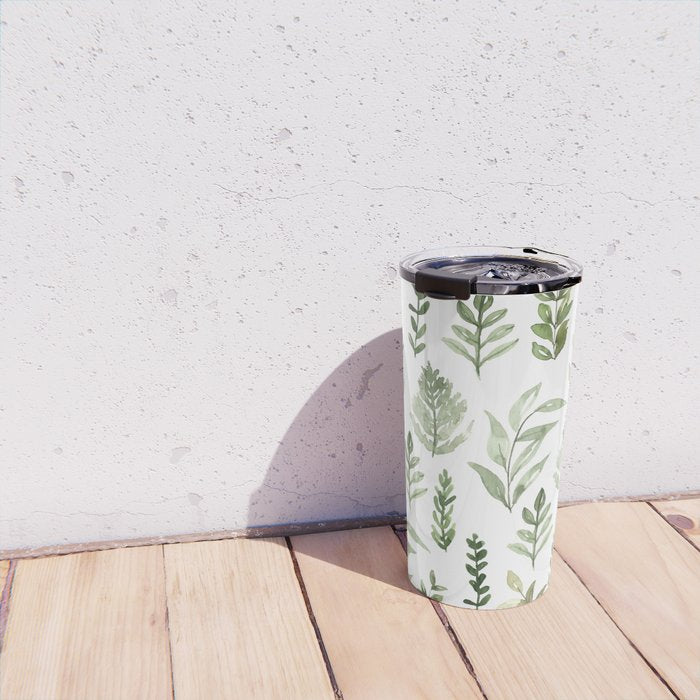 Watercolor leaves Travel Mug Gallery Image 4