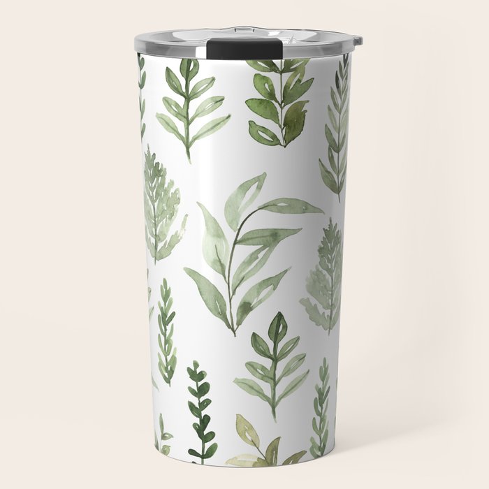 Watercolor leaves Travel Mug Gallery Image 1
