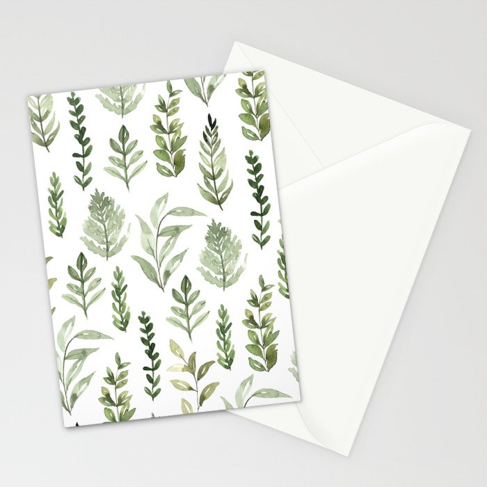 Watercolor leaves Stationery Card Gallery Image 2