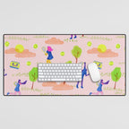 Let's Play Tennis in Peachy Pink Desk Mat Gallery Image 1