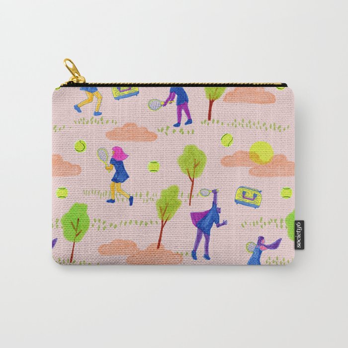 Let's Play Tennis in Peachy Pink Carry All Pouch Gallery Image 1