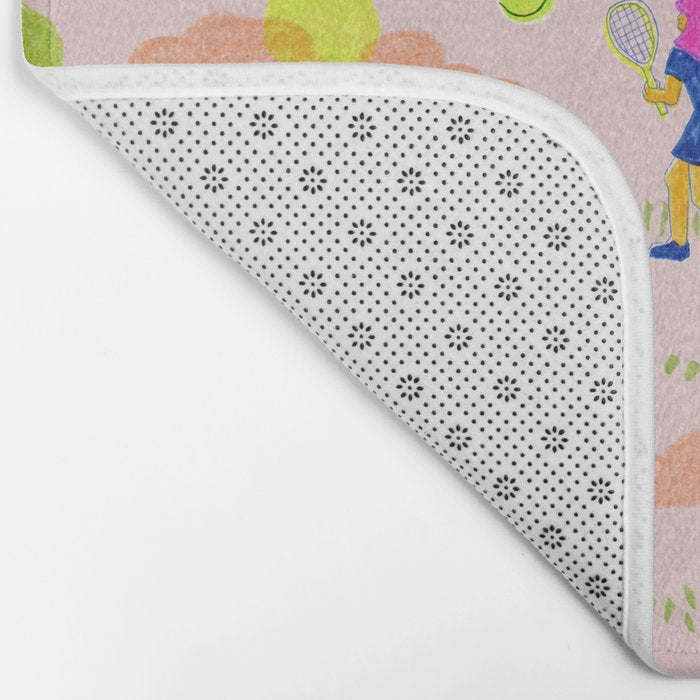 Let's Play Tennis in Peachy Pink Bath Mat Gallery Image 2