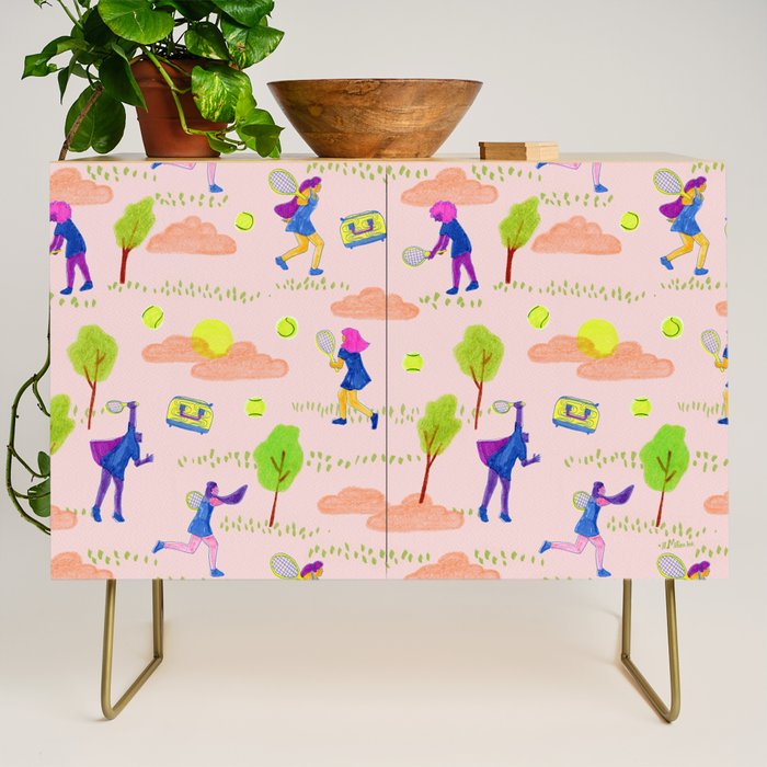 Let's Play Tennis in Peachy Pink Credenza Gallery Image 1