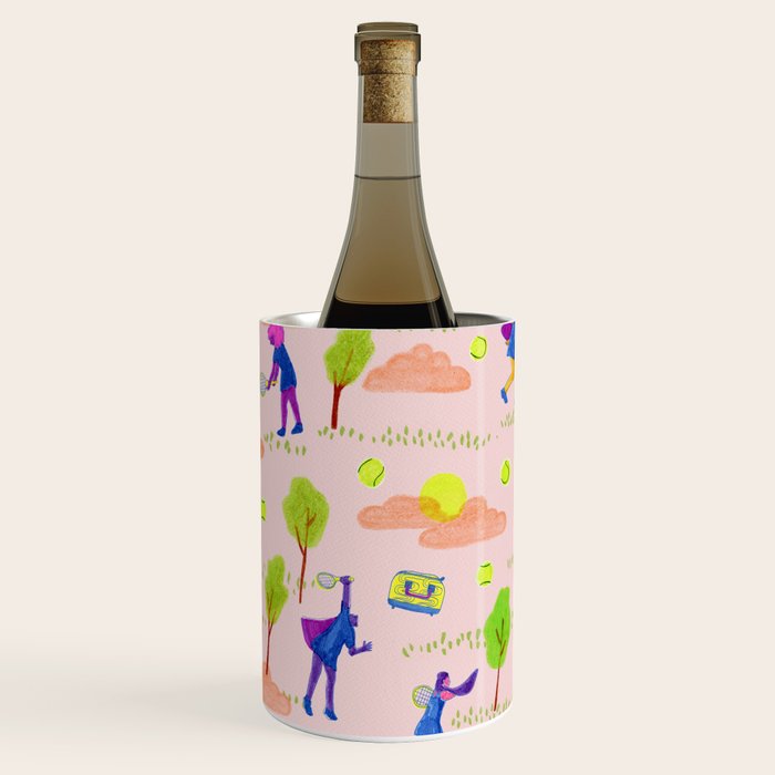 Let's Play Tennis in Peachy Pink Wine Chiller Gallery Image 3