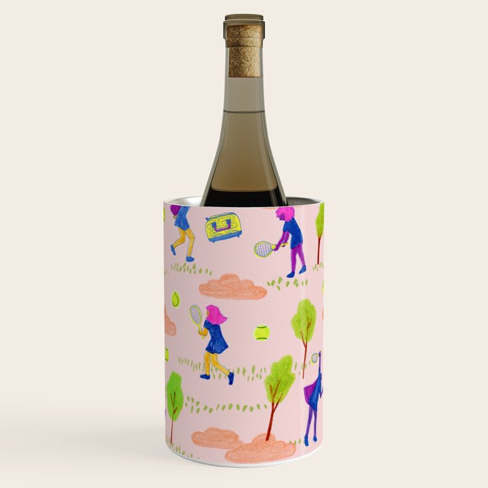 Let's Play Tennis in Peachy Pink Wine Chiller Gallery Image 1