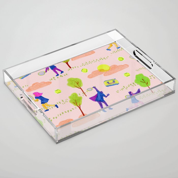 Let's Play Tennis in Peachy Pink Acrylic Tray Gallery Image 1