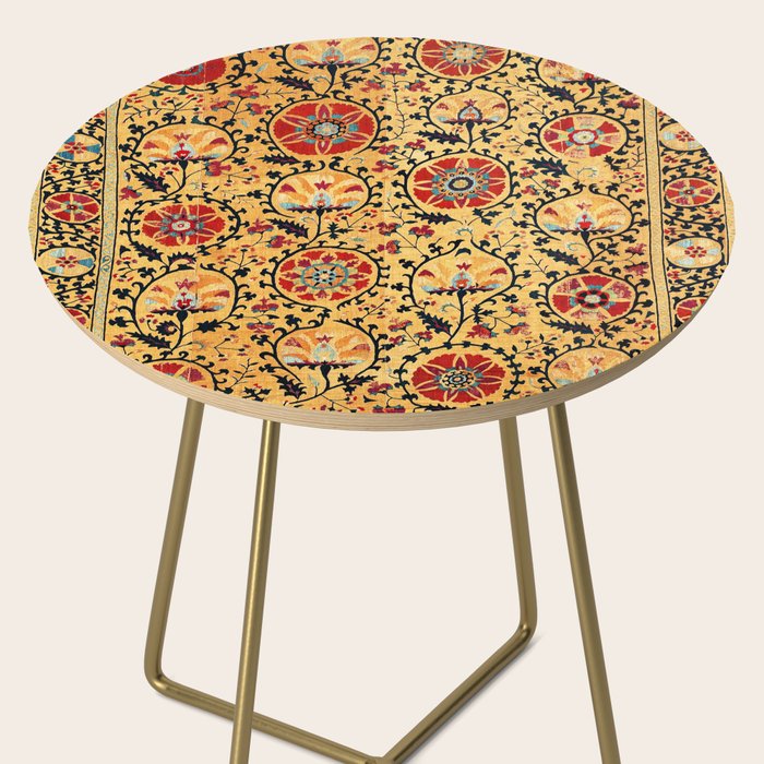 Shakhrisyabz Suzani  Antique Uzbekistan Embroidery Print Side Table Gallery Image 2