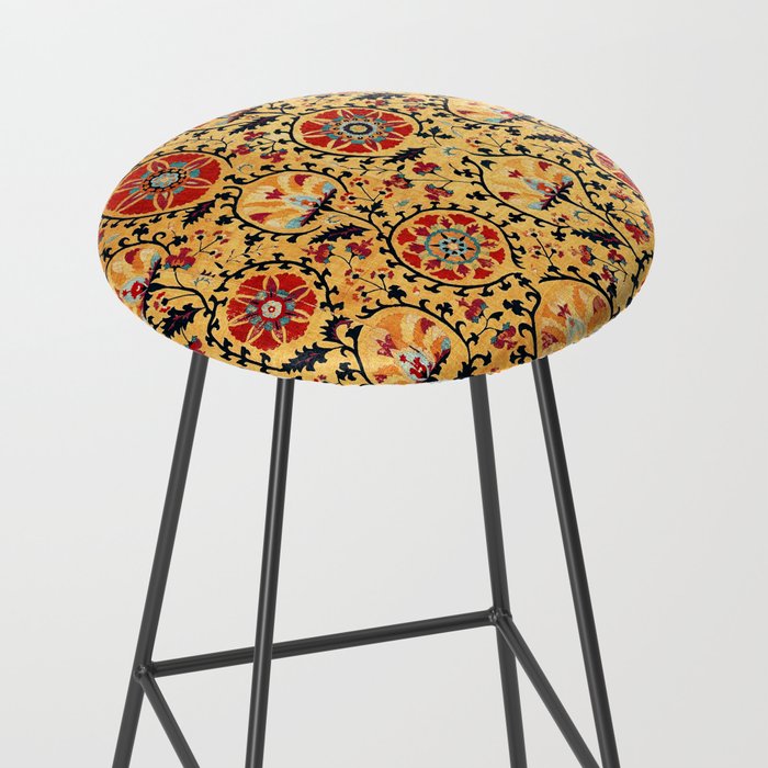 Shakhrisyabz Suzani  Antique Uzbekistan Embroidery Print Stool Gallery Image 2