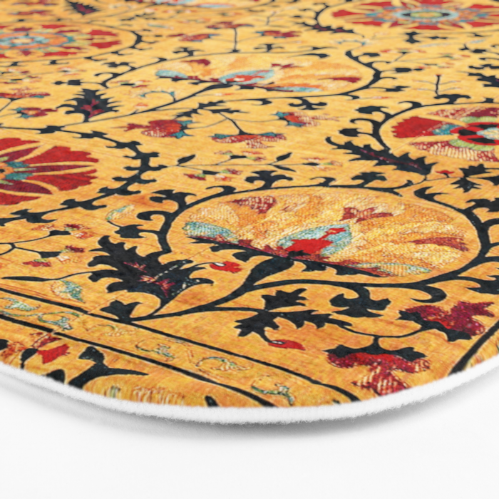 Shakhrisyabz Suzani  Antique Uzbekistan Embroidery Print Bath Mat Gallery Image 3