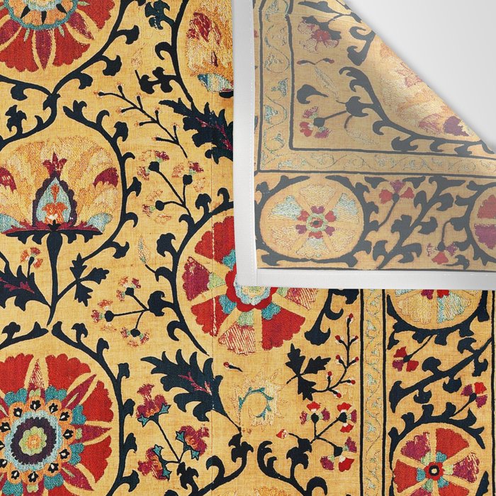 Shakhrisyabz Suzani  Antique Uzbekistan Embroidery Print Wall Tapestry Gallery Image 3