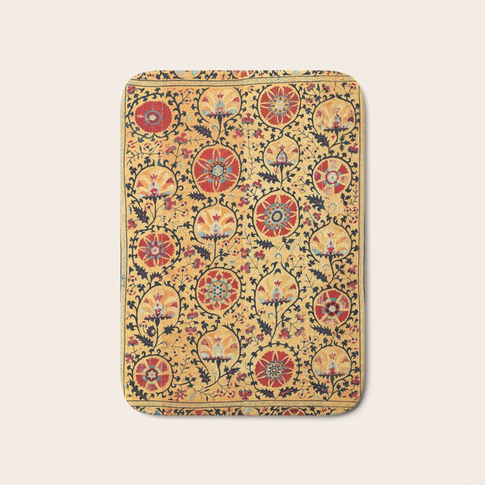 Shakhrisyabz Suzani  Antique Uzbekistan Embroidery Print Bath Mat Gallery Image 1