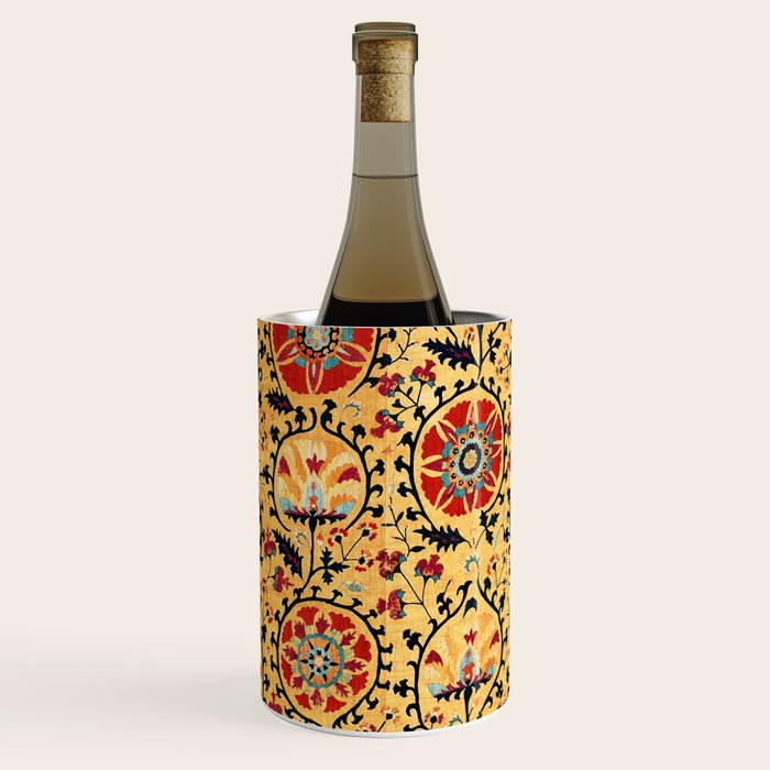 Shakhrisyabz Suzani  Antique Uzbekistan Embroidery Print Wine Chiller Gallery Image 1