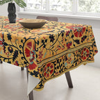 Shakhrisyabz Suzani  Antique Uzbekistan Embroidery Print Tablecloth Gallery Image 3