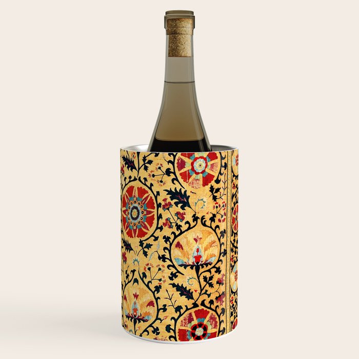 Shakhrisyabz Suzani  Antique Uzbekistan Embroidery Print Wine Chiller Gallery Image 3