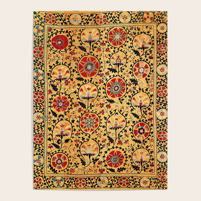Shakhrisyabz Suzani  Antique Uzbekistan Embroidery Print Poster Gallery Image 1