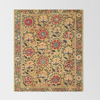 Shakhrisyabz Suzani  Antique Uzbekistan Embroidery Print Throw Blanket Gallery Image 2