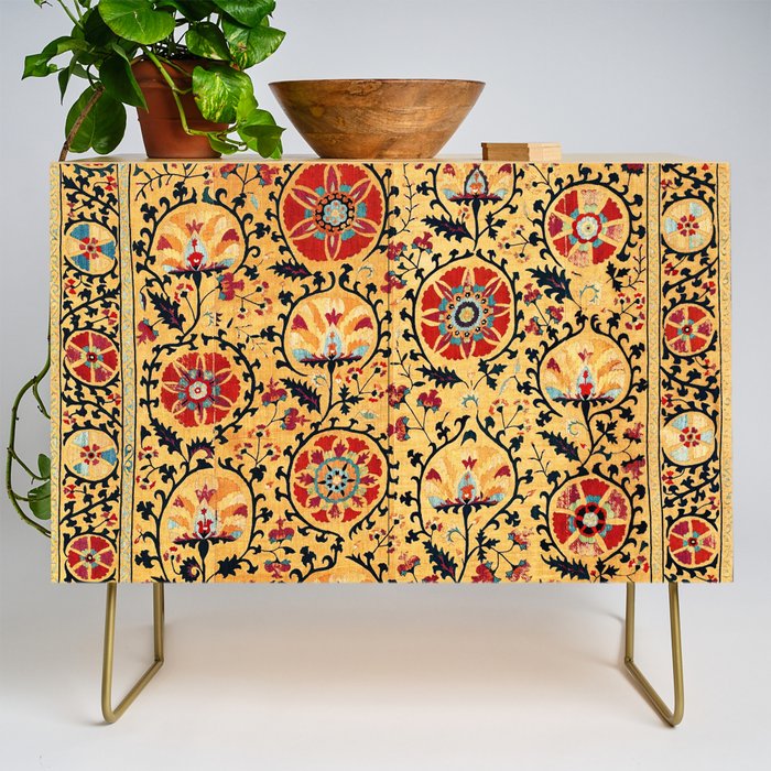 Shakhrisyabz Suzani  Antique Uzbekistan Embroidery Print Credenza Gallery Image 1