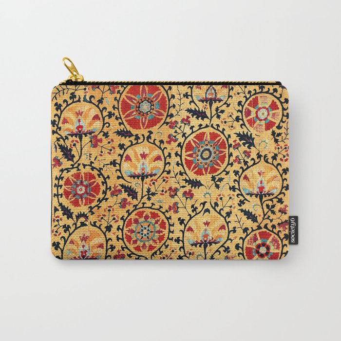 Shakhrisyabz Suzani  Antique Uzbekistan Embroidery Print Carry All Pouch Gallery Image 1