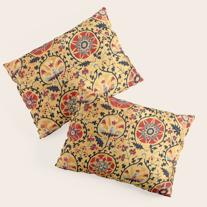 Shakhrisyabz Suzani  Antique Uzbekistan Embroidery Print Pillow Sham Gallery Image 3
