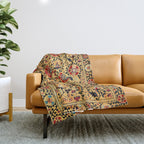 Shakhrisyabz Suzani  Antique Uzbekistan Embroidery Print Throw Blanket Gallery Image 1