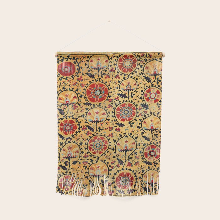 Shakhrisyabz Suzani  Antique Uzbekistan Embroidery Print Wall Hanging Gallery Image 1