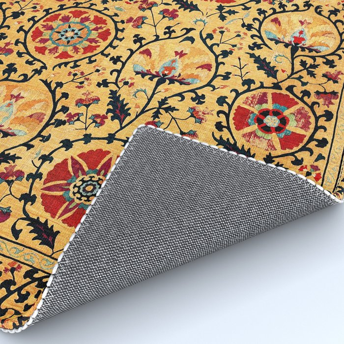 Shakhrisyabz Suzani  Antique Uzbekistan Embroidery Print Rug Gallery Image 4
