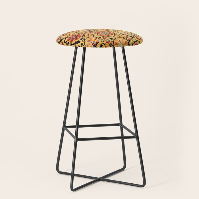 Shakhrisyabz Suzani  Antique Uzbekistan Embroidery Print Stool Gallery Image 1
