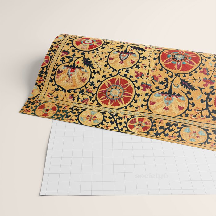 Shakhrisyabz Suzani  Antique Uzbekistan Embroidery Print Wrapping Paper Gallery Image 2