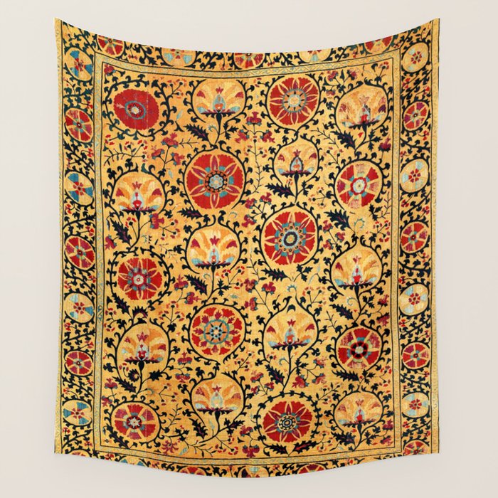 Shakhrisyabz Suzani  Antique Uzbekistan Embroidery Print Wall Tapestry Gallery Image 4
