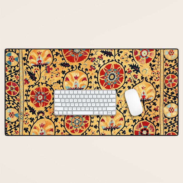 Shakhrisyabz Suzani  Antique Uzbekistan Embroidery Print Desk Mat Gallery Image 1