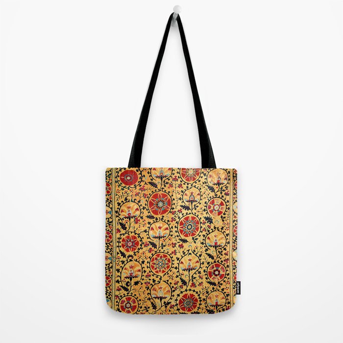 Shakhrisyabz Suzani  Antique Uzbekistan Embroidery Print Tote Bag Gallery Image 2