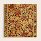 Shakhrisyabz Suzani  Antique Uzbekistan Embroidery Print Wood Wall Art Gallery Image 1