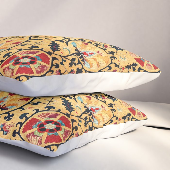 Shakhrisyabz Suzani  Antique Uzbekistan Embroidery Print Pillow Sham Gallery Image 3