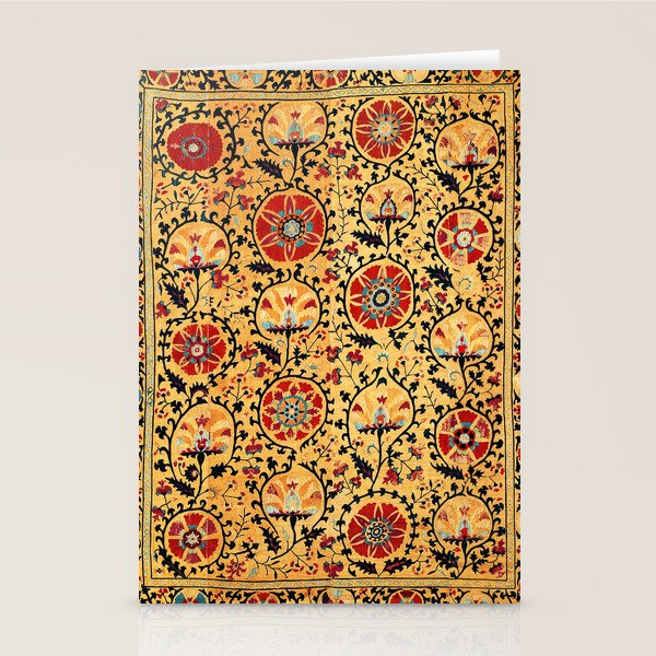 Shakhrisyabz Suzani  Antique Uzbekistan Embroidery Print Stationery Card Gallery Image 2