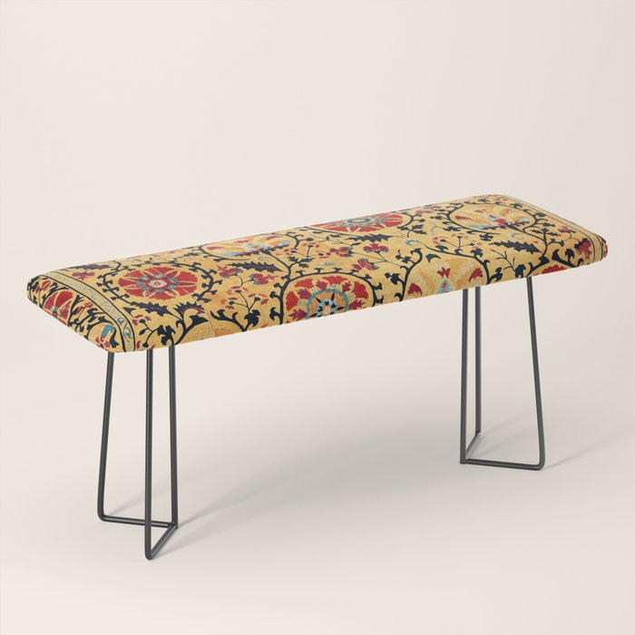 Shakhrisyabz Suzani  Antique Uzbekistan Embroidery Print Bench Gallery Image 1