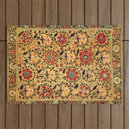 Shakhrisyabz Suzani  Antique Uzbekistan Embroidery Print Outdoor Rug Gallery Image 1