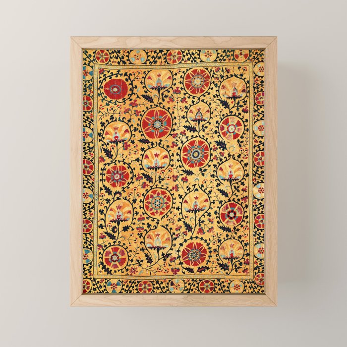 Shakhrisyabz Suzani  Antique Uzbekistan Embroidery Print Mini Art Print Gallery Image 1