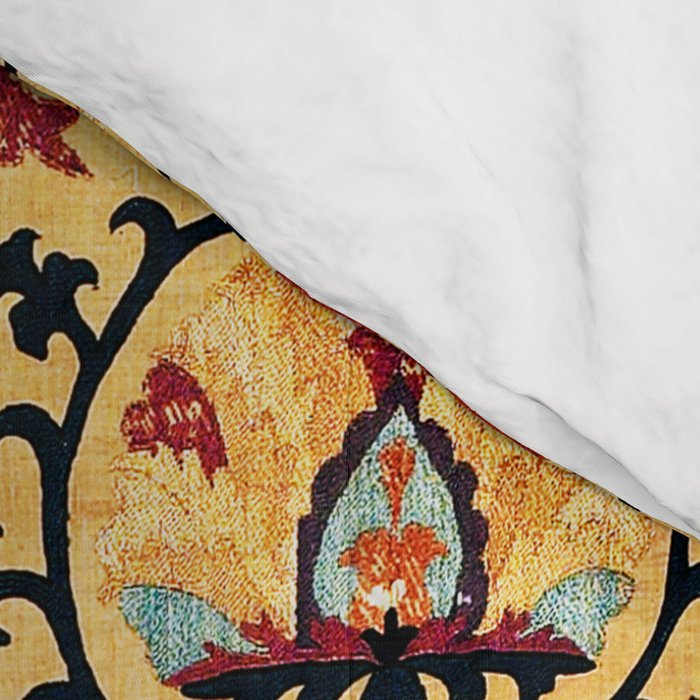 Shakhrisyabz Suzani  Antique Uzbekistan Embroidery Print Comforter Gallery Image 4