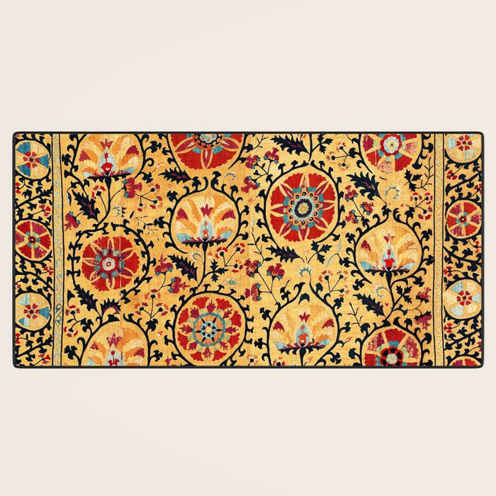 Shakhrisyabz Suzani  Antique Uzbekistan Embroidery Print Desk Mat Gallery Image 3