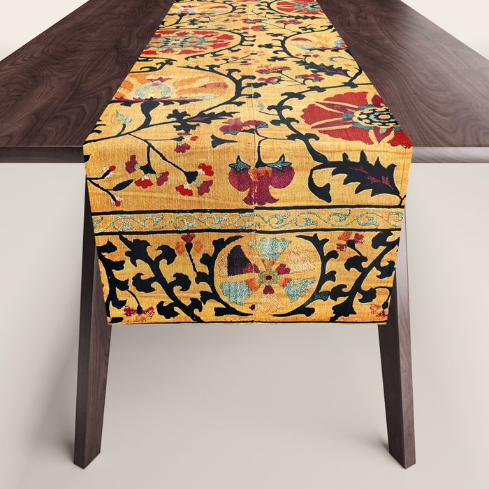 Shakhrisyabz Suzani  Antique Uzbekistan Embroidery Print Table Runner Gallery Image 1