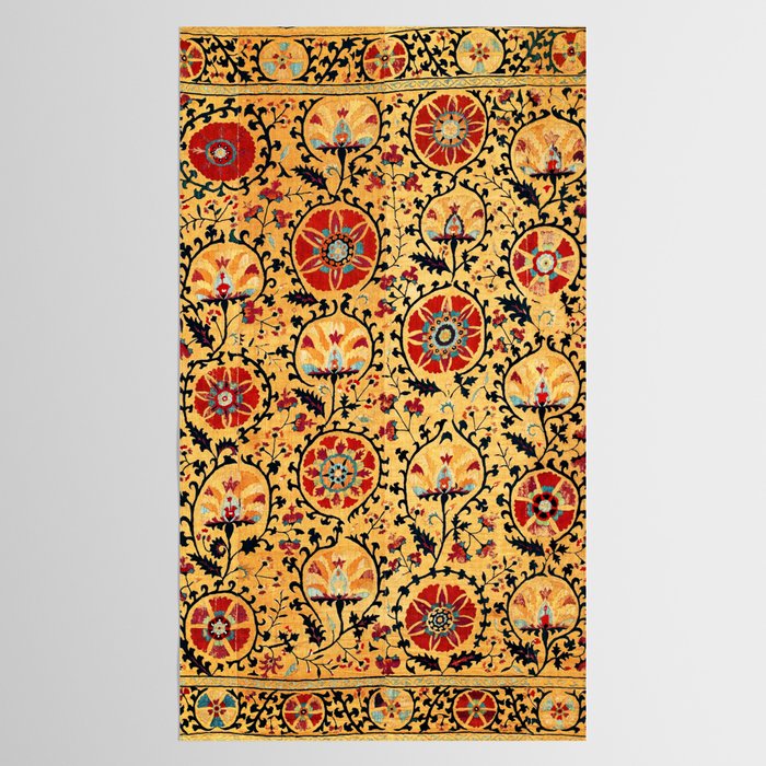 Shakhrisyabz Suzani  Antique Uzbekistan Embroidery Print Tablecloth Gallery Image 2