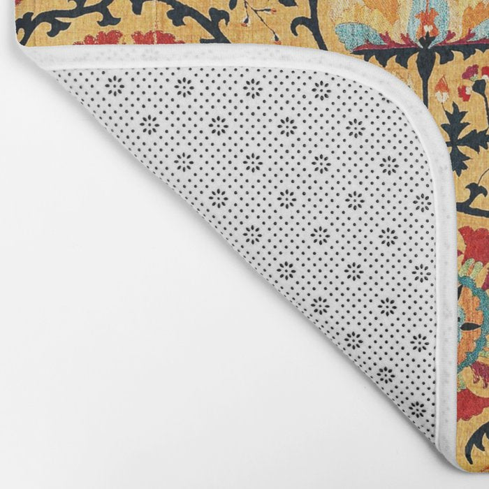 Shakhrisyabz Suzani  Antique Uzbekistan Embroidery Print Bath Mat Gallery Image 2